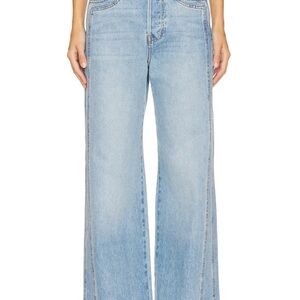 Blue Flare Wide Leg Jeans with High-Rise Waist